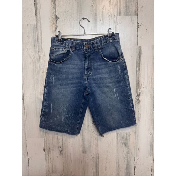 Women’s Distressed Denim Cut-Off Jean Shorts Size 32 Blue Vintage Style - Picture 1 of 7